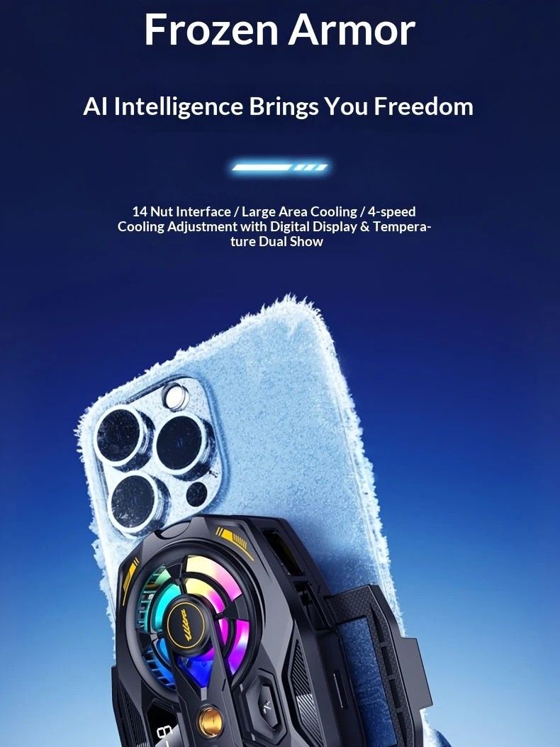 New Dual-Fan Phone Cooler with Digital Display - Designed for Gamers and Live Streamers. V1232-SJSRJ001