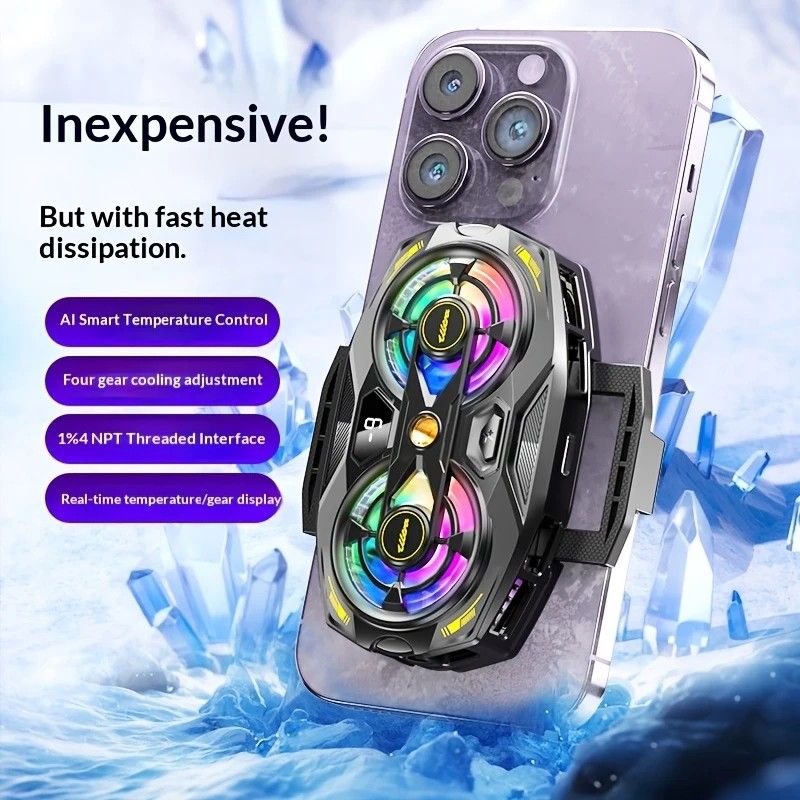 New Dual-Fan Phone Cooler with Digital Display - Designed for Gamers and Live Streamers. V1232-SJSRJ001