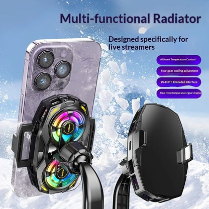 New Dual-Fan Phone Cooler with Digital Display - Designed for Gamers and Live Streamers. V1232-SJSRJ001