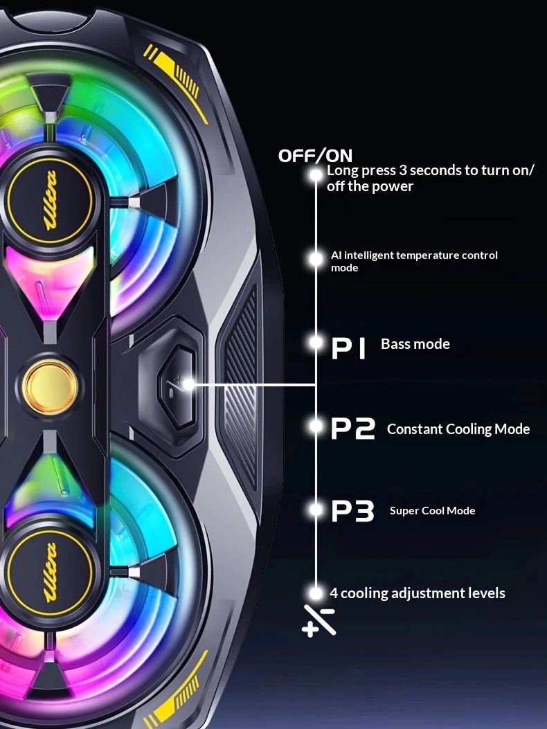 New Dual-Fan Phone Cooler with Digital Display - Designed for Gamers and Live Streamers. V1232-SJSRJ001