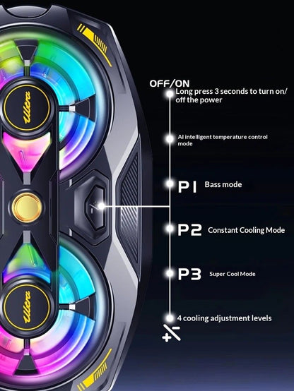 New Dual-Fan Phone Cooler with Digital Display - Designed for Gamers and Live Streamers. V1232-SJSRJ001