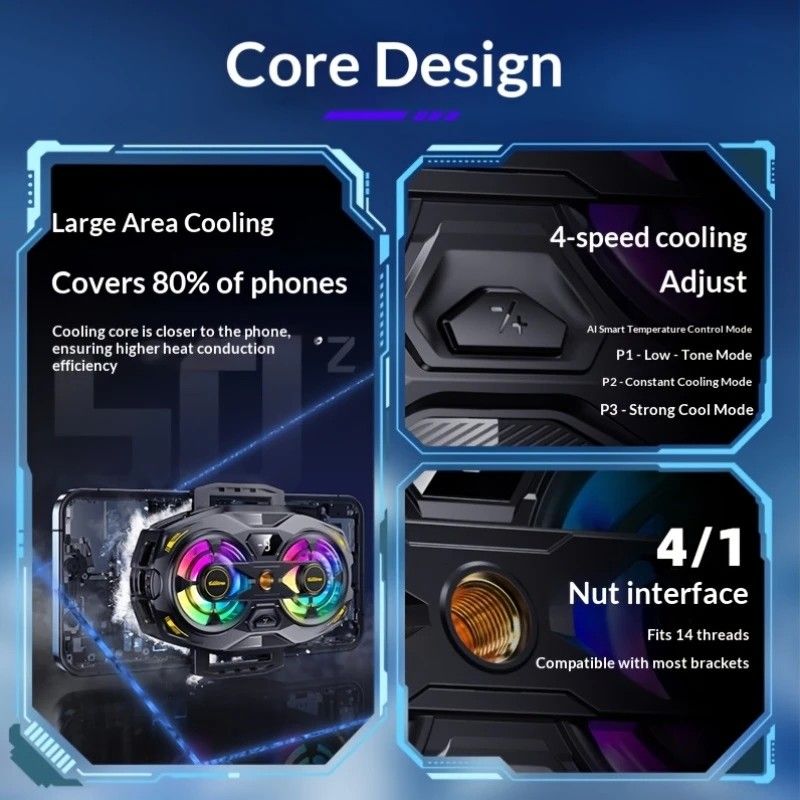 New Dual-Fan Phone Cooler with Digital Display - Designed for Gamers and Live Streamers. V1232-SJSRJ001