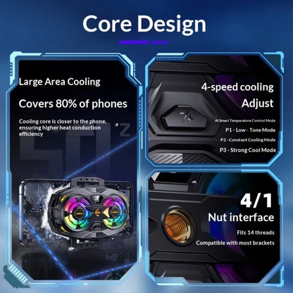New Dual-Fan Phone Cooler with Digital Display - Designed for Gamers and Live Streamers. V1232-SJSRJ001