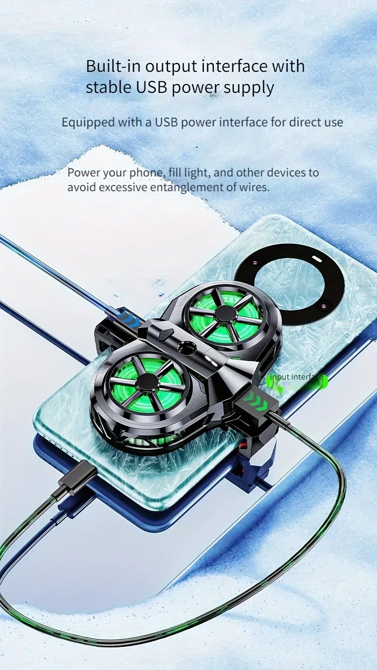 Semiconductor Cooling Fan Back Clip, Instant 3-Second Cooling, Large Area Heat Dissipation, Compatible with V1232-SJSRQ002