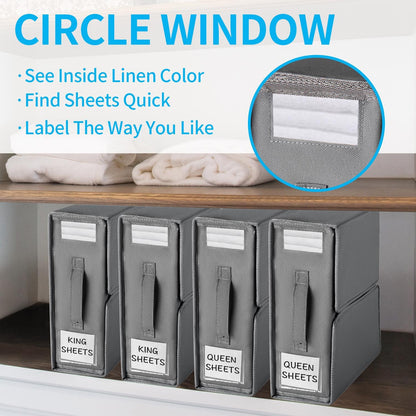 5PCS Foldable Bed Sheet Storage Box with Viewing Window, Your Neat Solution for Bedroom and Wardrobe V1232-SJTSNH001
