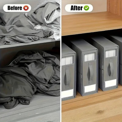 5PCS Foldable Bed Sheet Storage Box with Viewing Window, Your Neat Solution for Bedroom and Wardrobe V1232-SJTSNH001