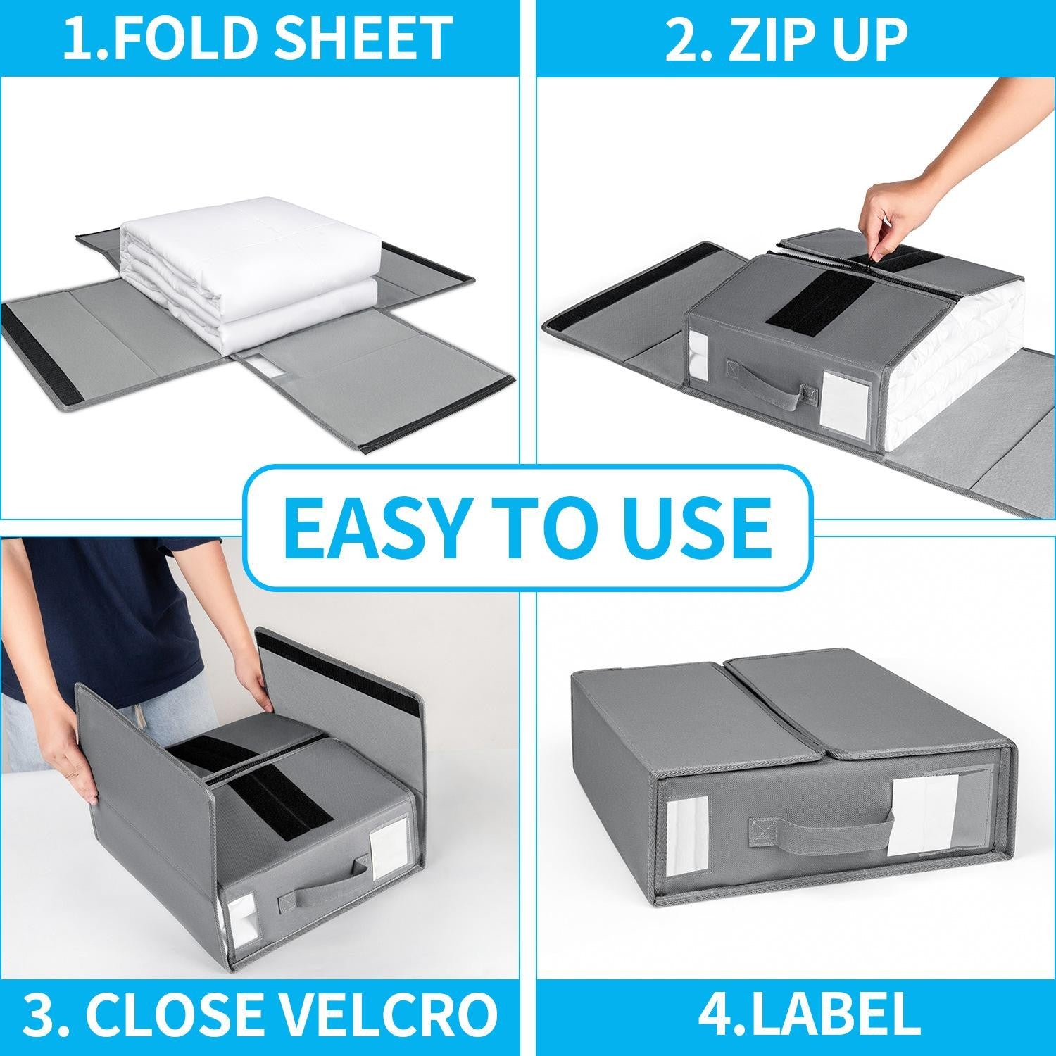 5PCS Foldable Bed Sheet Storage Box with Viewing Window, Your Neat Solution for Bedroom and Wardrobe V1232-SJTSNH001