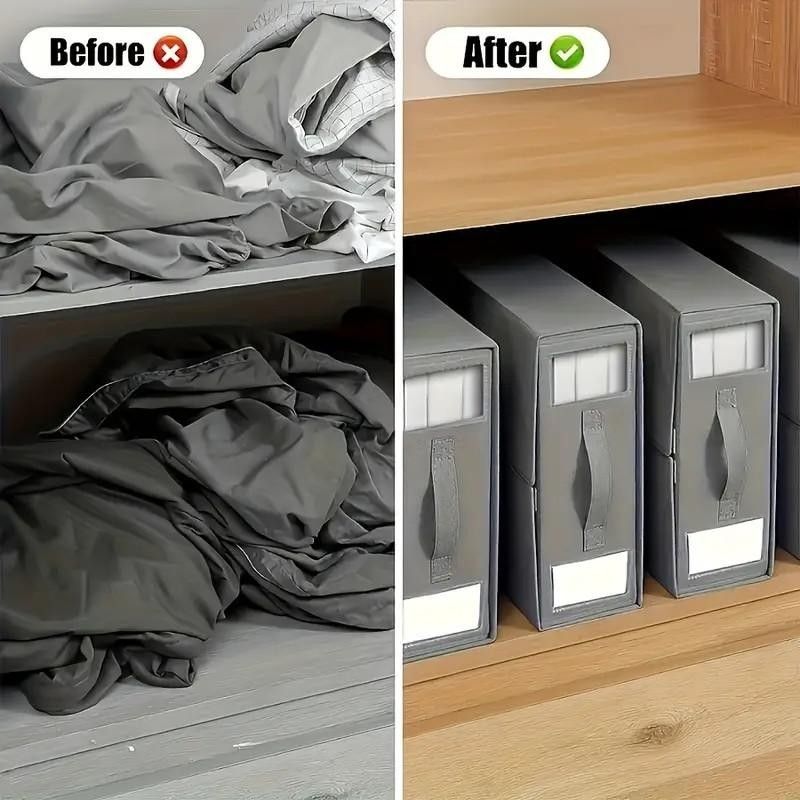 Foldable Bed Sheet Storage Box with Viewing Window, Your Neat Solution for Bedroom and Wardrobe Organization. V1232-SJTSNH002