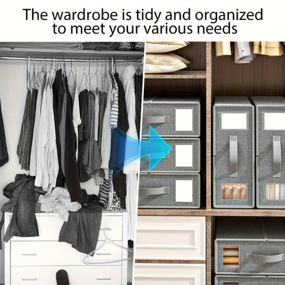 Foldable Bed Sheet Storage Box with Viewing Window, Your Neat Solution for Bedroom and Wardrobe Organization. V1232-SJTSNH002