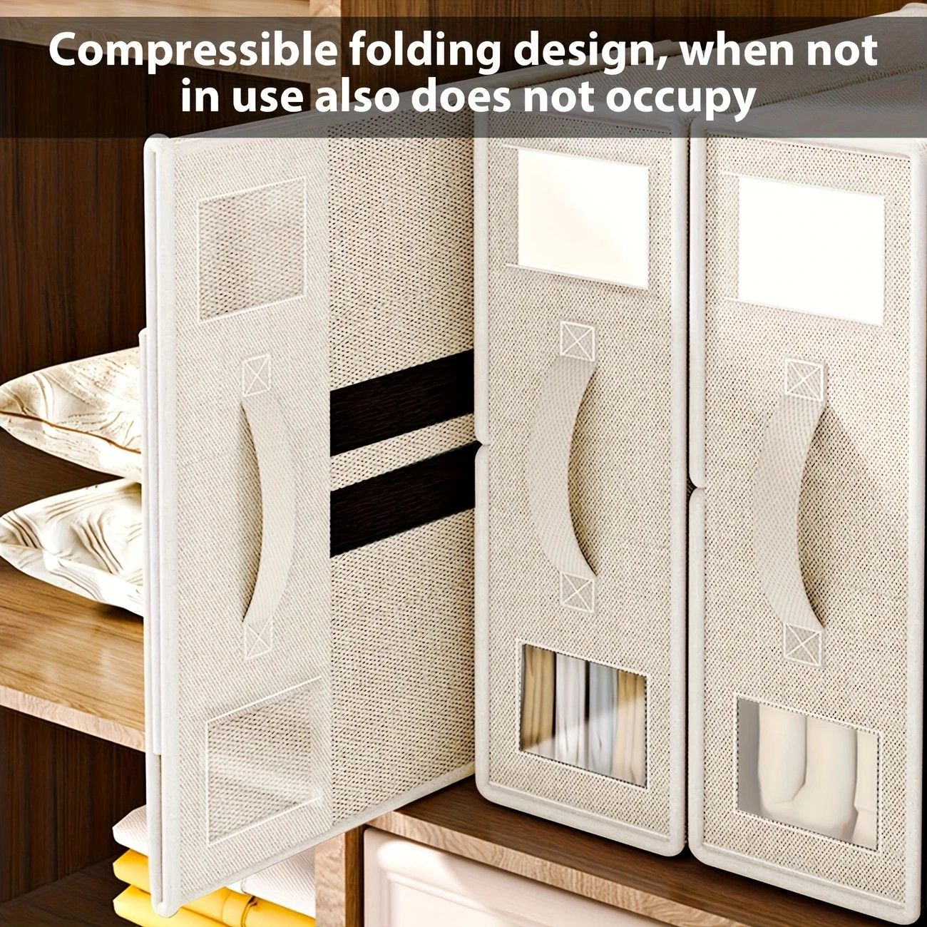 Foldable Bed Sheet Storage Box with Viewing Window, Your Neat Solution for Bedroom and Wardrobe Organization. V1232-SJTSNH002