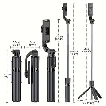 Upgraded Clamp Selfie Stick Tripod: Bluetooth Remote Control, Portable Detachable Design, One Rod, Multiple V1232-SJZPG003
