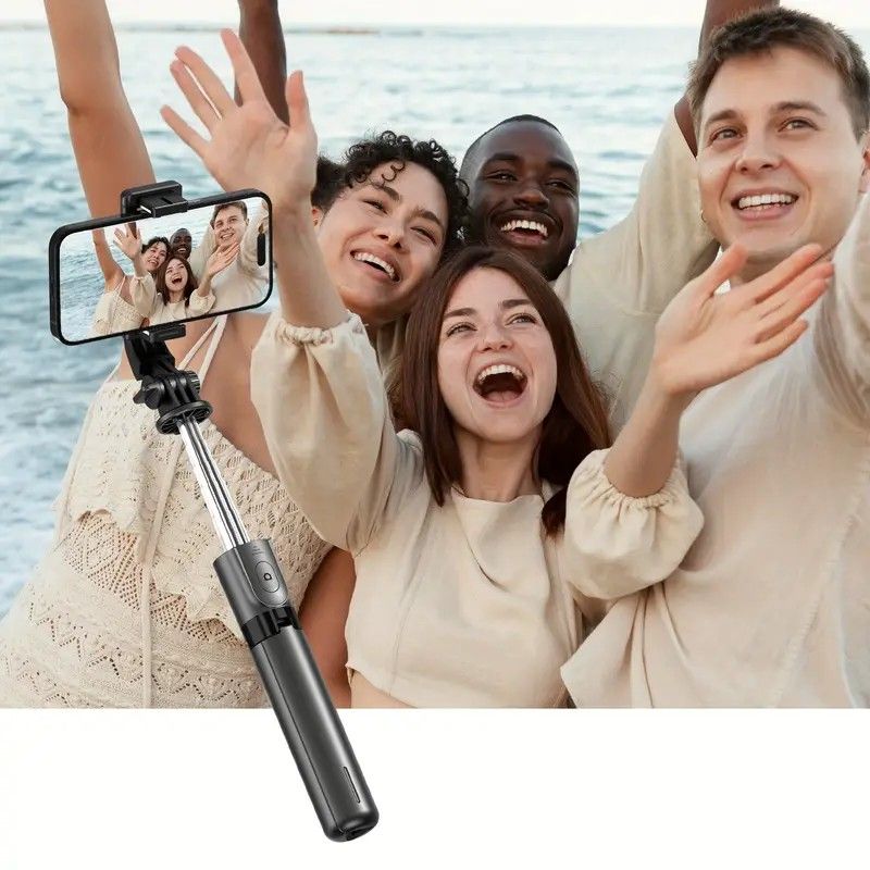 Upgraded Clamp Selfie Stick Tripod: Bluetooth Remote Control, Portable Detachable Design, One Rod, Multiple V1232-SJZPG003