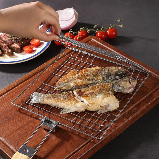 2PCS Stainless Steel BBQ Clamp Commercial & Home Use Grill Mesh for Fish & Burgers V1232-SKHBJ001