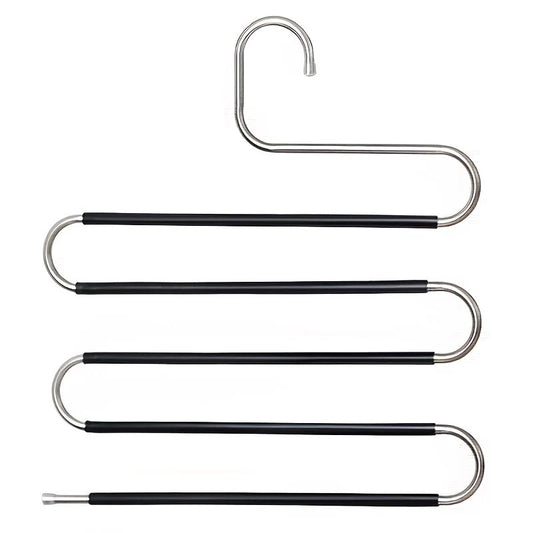 3 Pack Multi-Layer Stainless Steel Metal Pants Hangers, Bedroom Storage, S-Shaped Anti-Slip No-Mark, Space V1232-SKJ3PCS001