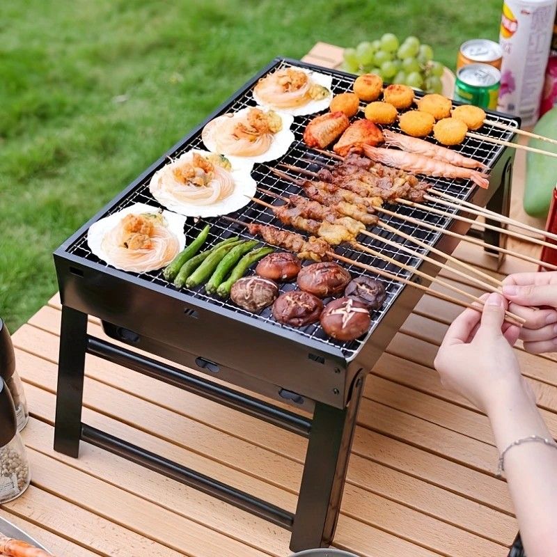 Weekend Essential Portable Foldable BBQ Grill Home & Camping Heavy Duty Steel No Assembly Required(Grand V1232-SKVDHG002