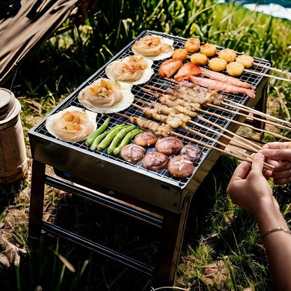 Weekend Essential Portable Foldable BBQ Grill Home & Camping Heavy Duty Steel No Assembly Required(Grand V1232-SKVDHG002