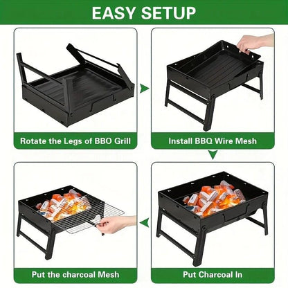Weekend Essential Portable Foldable BBQ Grill Home & Camping Heavy Duty Steel No Assembly Required(Grand V1232-SKVDHG002