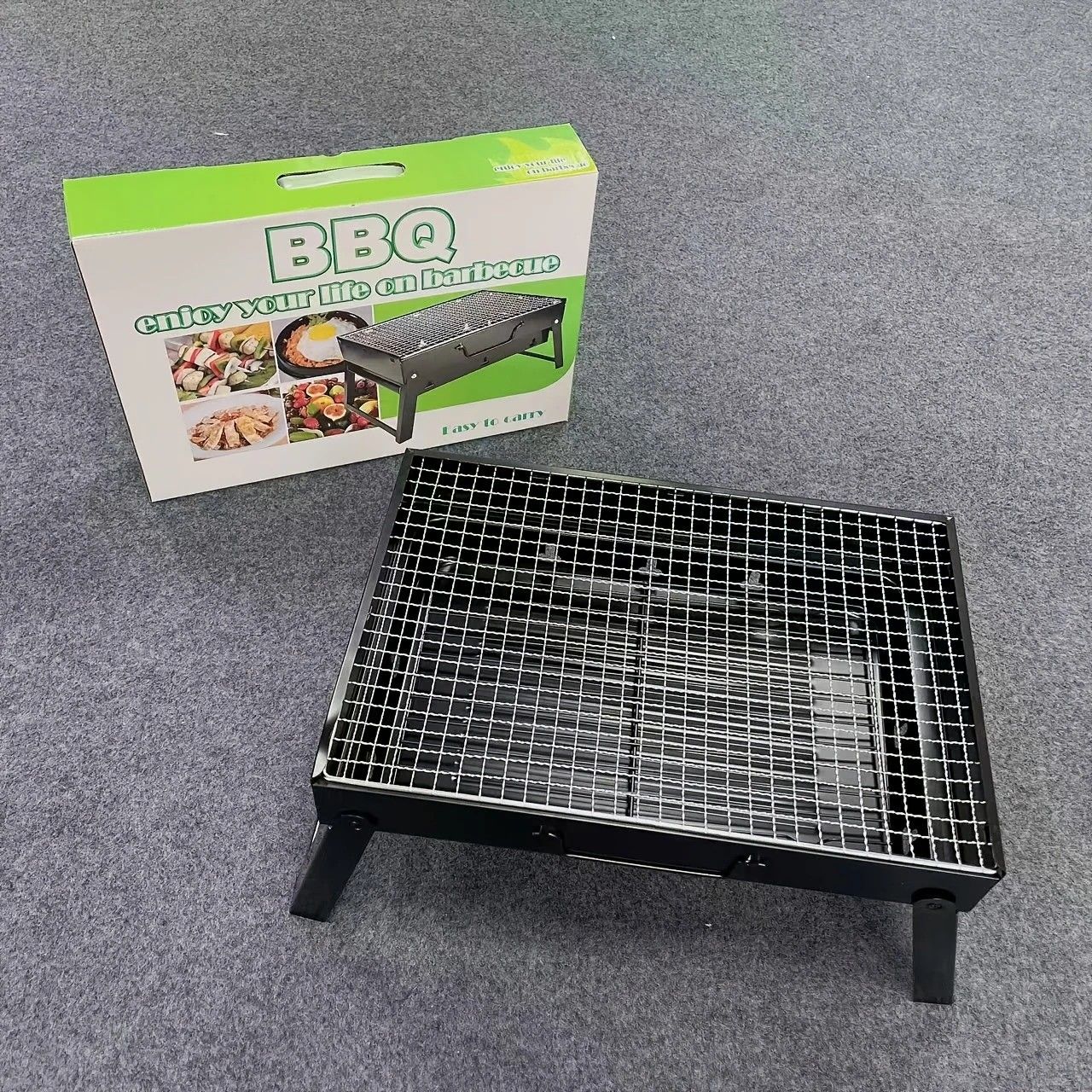 Weekend Essential Portable Foldable BBQ Grill Home & Camping Heavy Duty Steel No Assembly Required(Grand V1232-SKVDHG002