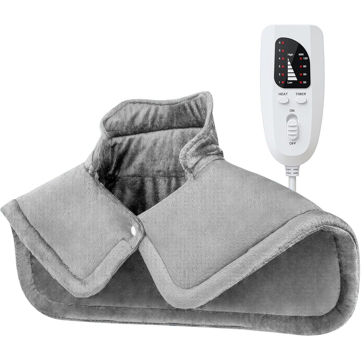 Silver gray This multifunctional electric heating pad: 6 temperature levels, 4 timer settings, magnetic V1232-SMXJST002