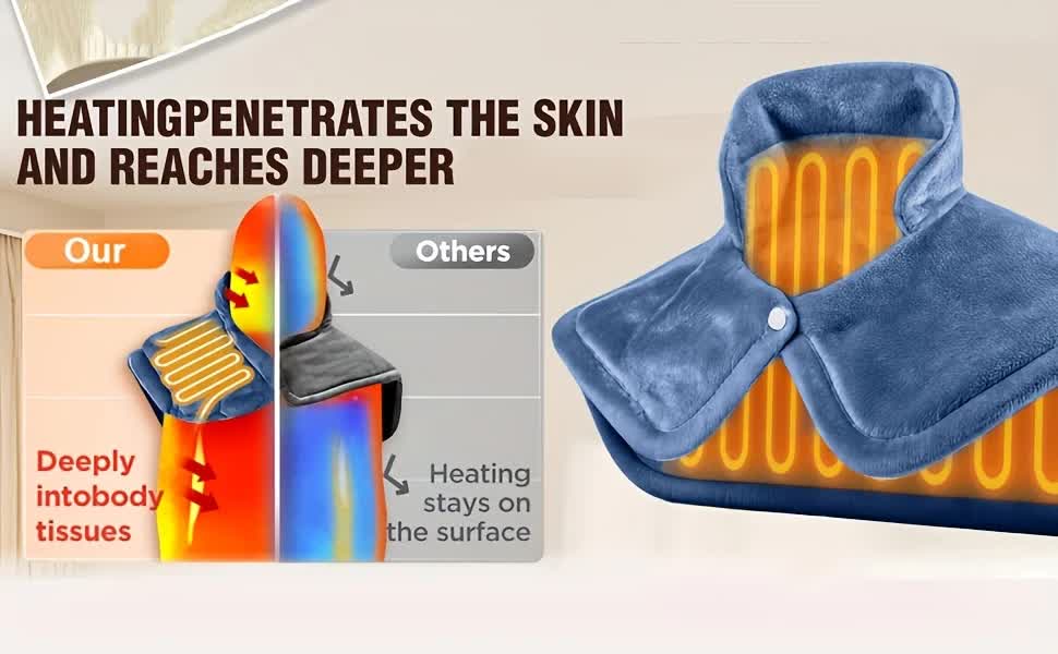 Silver gray This multifunctional electric heating pad: 6 temperature levels, 4 timer settings, magnetic V1232-SMXJST002