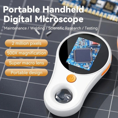 2 Inch 500X HD Portable Handheld Digital Microscope with Screen USB Connect to Computer for Plant Insect V1232-SMXWJ002