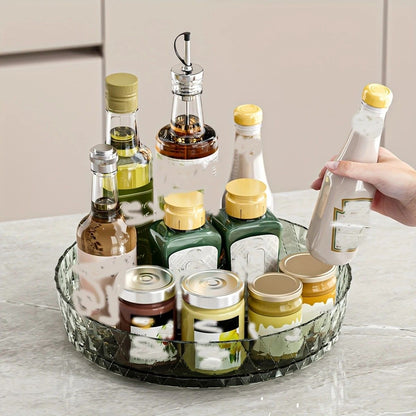 2PCS Acrylic Lazy Susan Organizer with Diamond Design | 360 degrees Rotating Makeup & Vanity Tray | Modern V1232-SNH001
