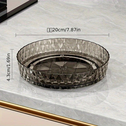 2PCS Acrylic Lazy Susan Organizer with Diamond Design | 360 degrees Rotating Makeup & Vanity Tray | Modern V1232-SNH002