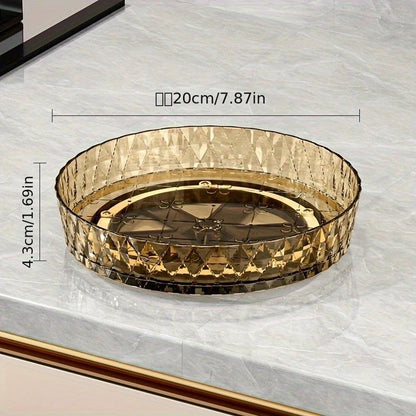 2PCS Acrylic Lazy Susan Organizer with Diamond Design | 360 degrees Rotating Makeup & Vanity Tray | Modern V1232-SNH002