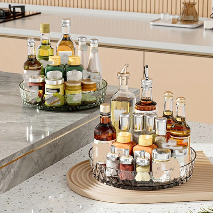2PCS Acrylic Lazy Susan Organizer with Diamond Design | 360 degrees Rotating Makeup & Vanity Tray | Modern V1232-SNH003