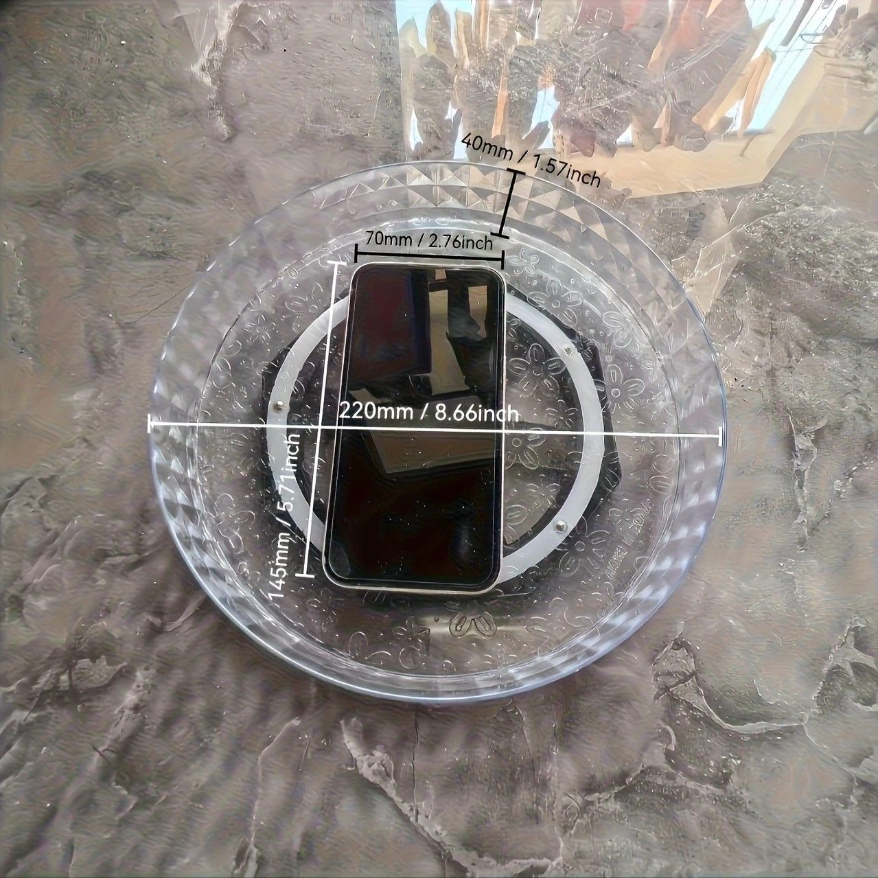 2PCS Acrylic Lazy Susan Organizer with Diamond Design | 360 degrees Rotating Makeup & Vanity Tray | Modern V1232-SNH003