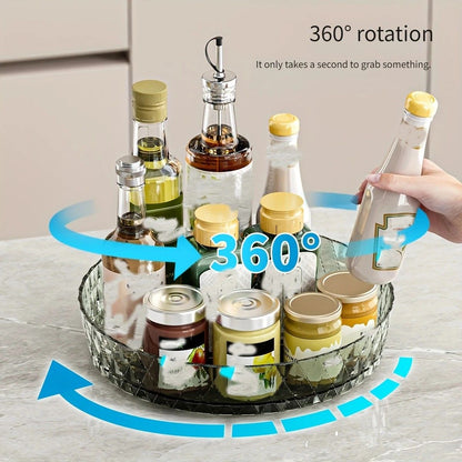 2PCS Acrylic Lazy Susan Organizer with Diamond Design | 360 degrees Rotating Makeup & Vanity Tray | Modern V1232-SNH004