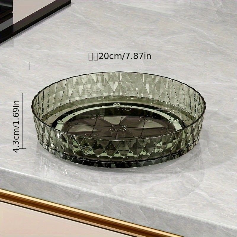 2PCS Acrylic Lazy Susan Organizer with Diamond Design | 360 degrees Rotating Makeup & Vanity Tray | Modern V1232-SNH004