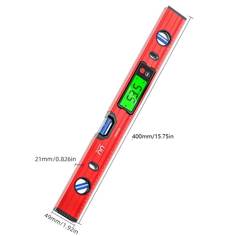 400mm Digital Level with Backlit LCD Display, Strong Magnetic Base, and Heavy-Duty Aluminum Alloy Material V1232-SPCLY002