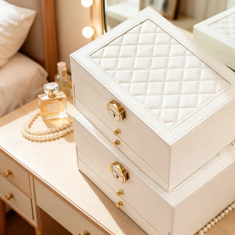 Dark green Multi - layer Jewelry Storage Box: Velvet Lining, Three - layer Zoning, Double - drawer Storage V1232-SSSNH002