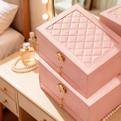 Dark green Multi - layer Jewelry Storage Box: Velvet Lining, Three - layer Zoning, Double - drawer Storage V1232-SSSNH002