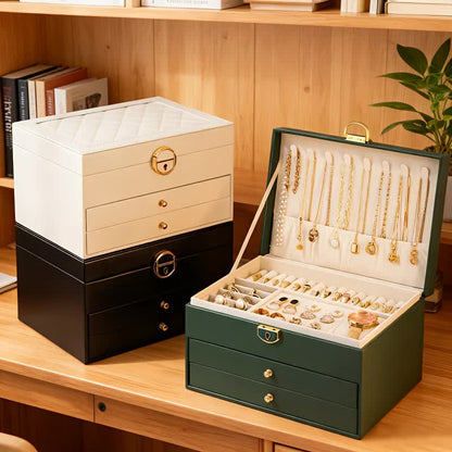 Pink Multi - layer Jewelry Storage Box: Velvet Lining, Three - layer Zoning, Double - drawer Storage for V1232-SSSNH003