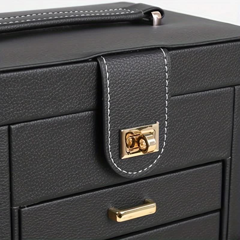 Women's Multi-functional Jewelry Box: Built-in Mirror, Multi-layer Drawer Storage, Side Hooks to Prevent V1232-SSSNH006