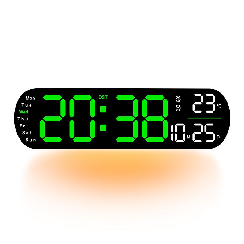 13.7" Large LED Digital Wall Clock - Auto Dimming, Temperature Display, Ideal for Bedroom & Office(5502BLUE) V1232-SXJSJ001