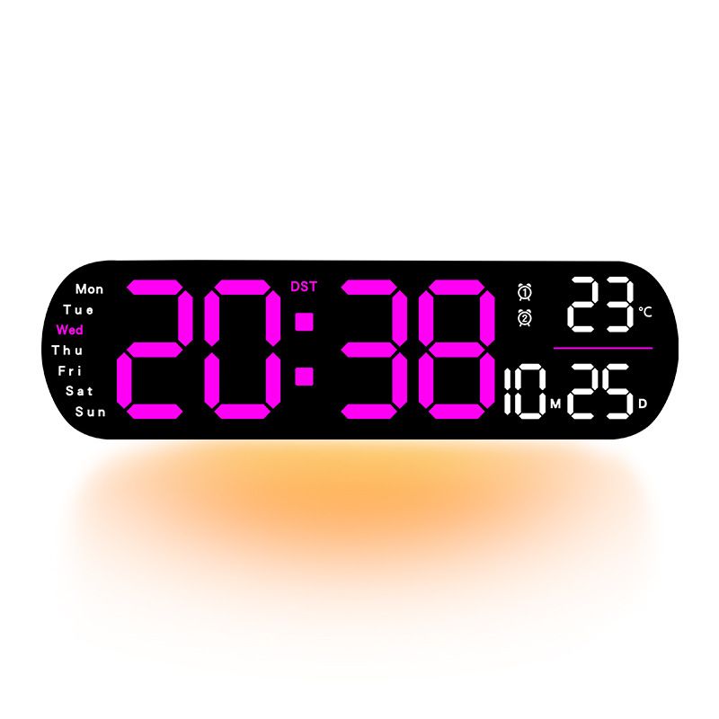 13.7" Large LED Digital Wall Clock - Auto Dimming, Temperature Display, Ideal for Bedroom & Office(5502BLUE) V1232-SXJSJ001
