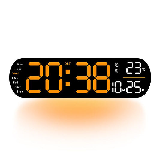 13.7" Large LED Digital Wall Clock - Auto Dimming, Temperature Display, Ideal for Bedroom & Office(5502 V1232-SXJSJ002