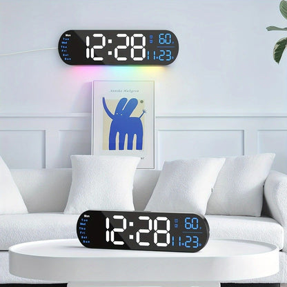 13.7" Large LED Digital Wall Clock - Auto Dimming, Temperature Display, Ideal for Bedroom & Office(5502 Deep V1232-SXJSJ004
