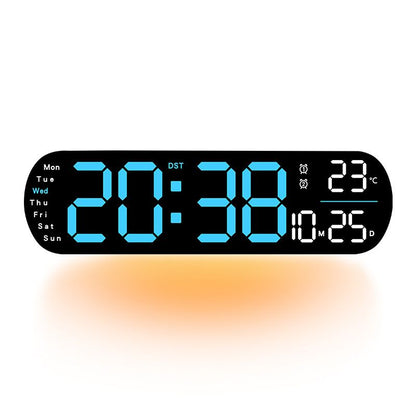 13.7" Large LED Digital Wall Clock - Auto Dimming, Temperature Display, Ideal for Bedroom & Office(5502 Deep V1232-SXJSJ004