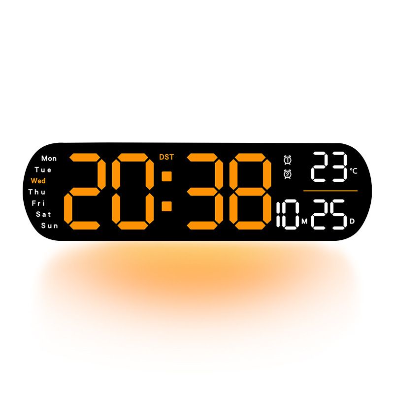 13.7" Large LED Digital Wall Clock - Auto Dimming, Temperature Display, Ideal for Bedroom & Office(5502 Deep V1232-SXJSJ004