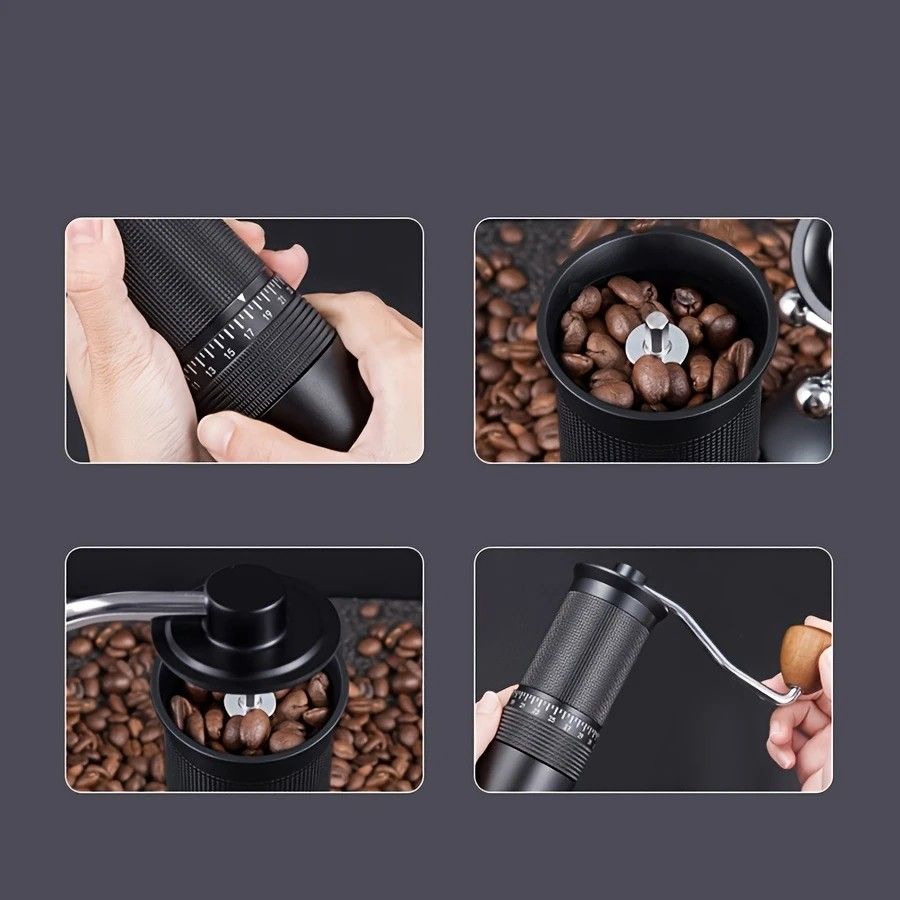 1-Pack, Manual Coffee Grinder, Hand Coffee Grinder with Built-in Digital Adjustable Setting, Black, Stainless V1232-SYKFQ001