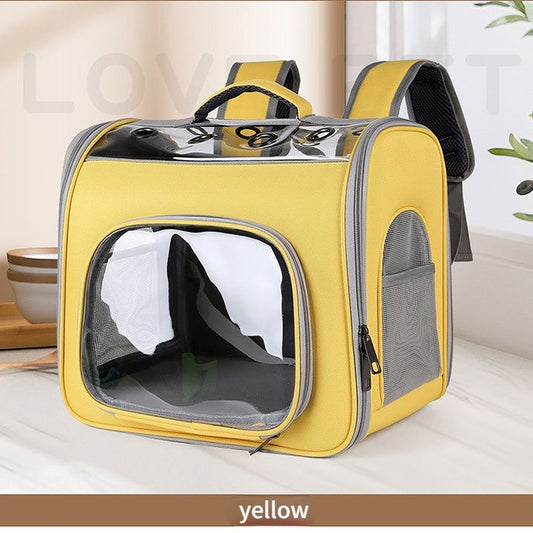 Pet Backpack Portable Transparent Foldable Comfort Design Hands-Free Travel for Cats Small Dogs(YELLOW) V1232-TQCWBB001