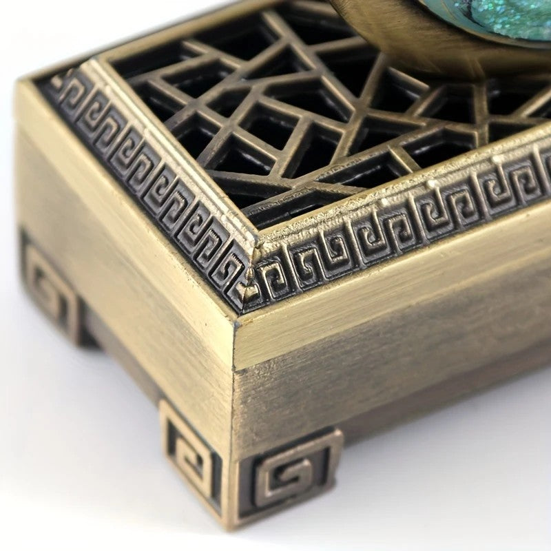 Swan Lake Double-Layer Incense Burner, Dual-Purpose Design, Deep Blue-Gold Swan, Auspicious Tea & Study V1232-TRHXL001