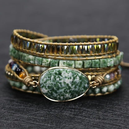 Vintage Handwoven Natural Stone Beaded Bracelet - Bohemian Charm, Each Amethyst Unique V1232-TRSSL001