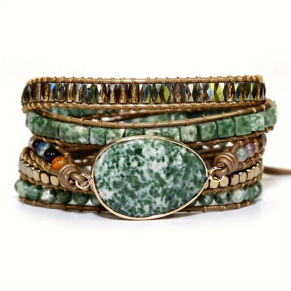 Vintage Handwoven Natural Stone Beaded Bracelet - Bohemian Charm, Each Amethyst Unique V1232-TRSSL001