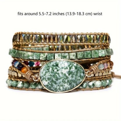 Vintage Handwoven Natural Stone Beaded Bracelet - Bohemian Charm, Each Amethyst Unique V1232-TRSSL001