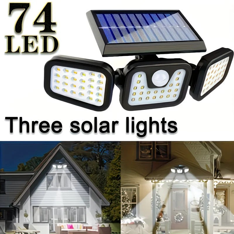 74 LED Solar Motion Sensor Light with Movement Detection, 3 Brightness Modes Outdoor Wall Lamp, Suitable for V1232-TYNGYD001